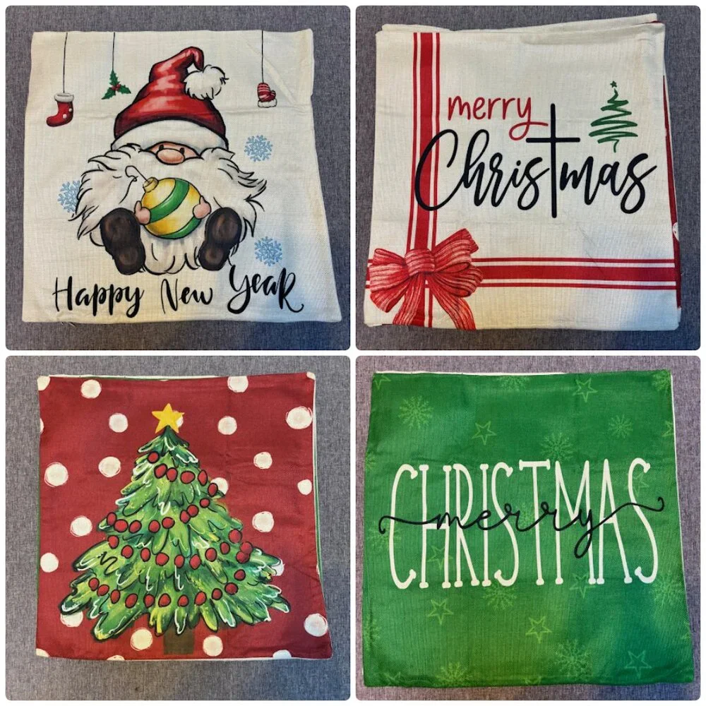 4 Whimsical Christmas Holiday Cushion Pillow Covers